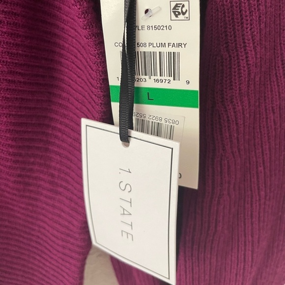 State Women's Rib-Knit Bubble Sleeve Long Sleeve V-neck Sweater Size L - Picture 5 of 7